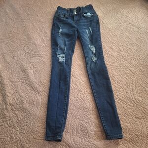 S.O.N.G.| WOMEN'S DISTRESSED CURVY HIGHRISE SKINNY JEANS SIZE 5/27